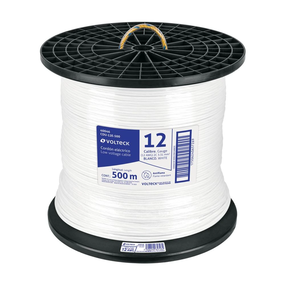 40046 METRO DE CORDÓN DÚPLEX 12 AWG, CARRETE 500 M, VOLTECK