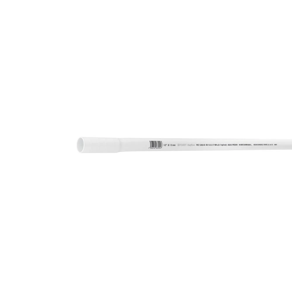 [PVC-101] 40081 TUBO DE 1/2' PVC HIDRÁULICO RD 21, 3M, 0.25KG, FOSET