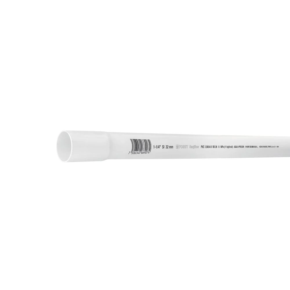 40084 TUBO DE 1-1/4' PVC HIDRÁULICO RD 26, 3M, 0.9KG, FOSET