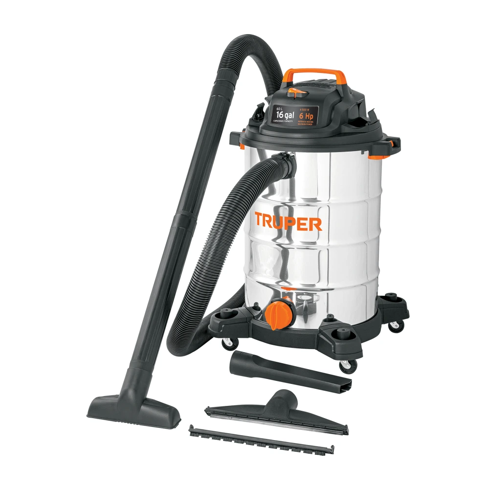 [ASP-16X] 101525 ASPIRADORA DE SÓLIDOS Y LÍQUIDOS, 16 GAL, ACERO INOX, TRUPER