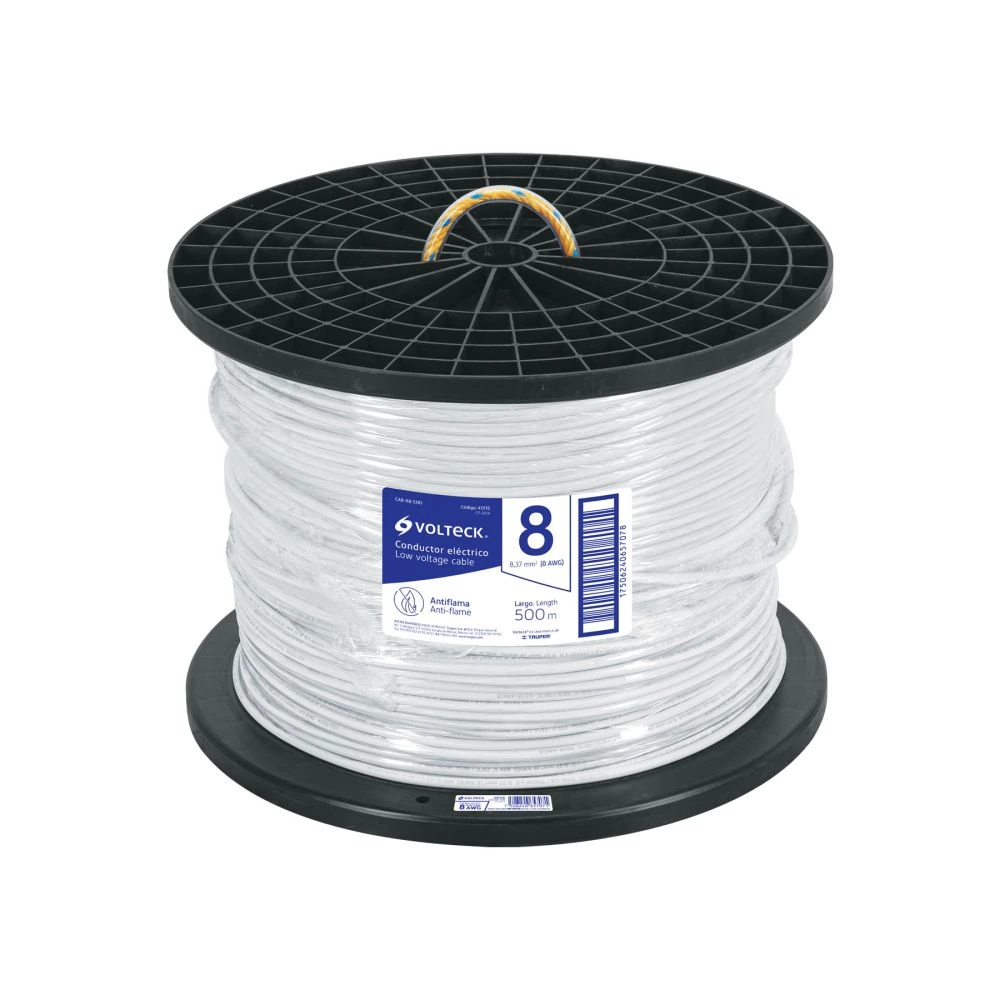 40115 METRO DE CABLE THHW-LS 8 AWG BLANCO EN CARRETE DE 500 M