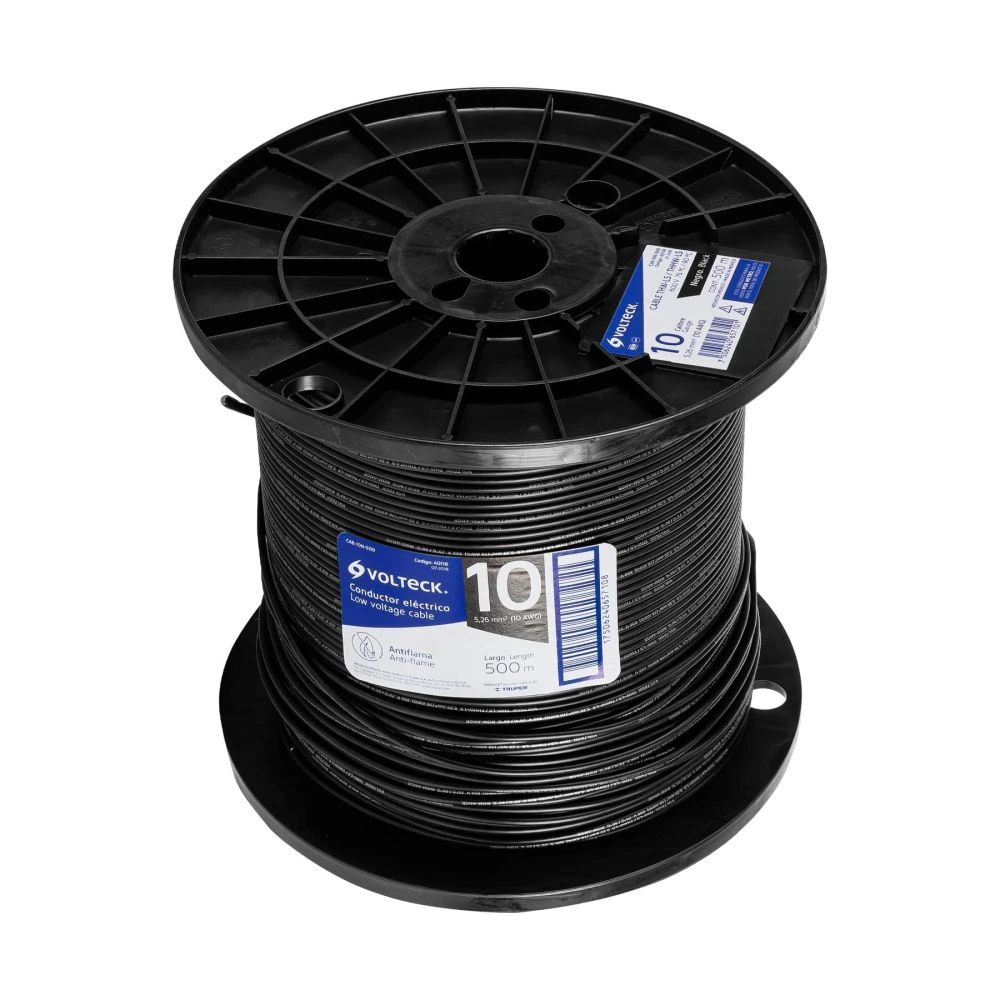 40118 METRO DE CABLE THHW-LS 10 AWG NEGRO EN CARRETE DE 500 M