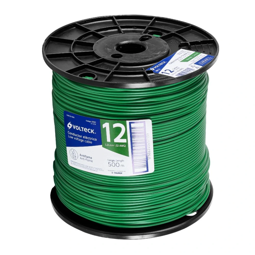 40121 METRO DE CABLE THHW-LS 12 AWG VERDE EN CARRETE DE 500 M