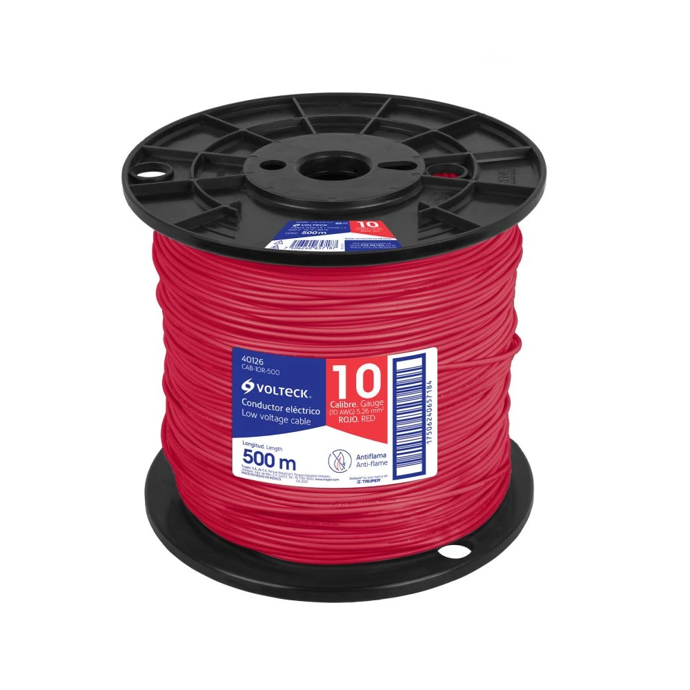 40126 METRO DE CABLE THHW-LS 10 AWG ROJO EN CARRETE DE 500 M