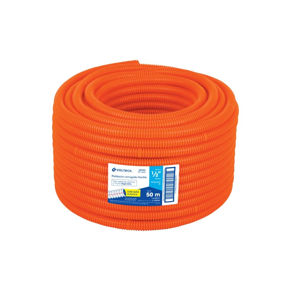 [PF-1/2GM] 40132 METRO DE POLIDUCTO 1/2' CORRUGADO FLEX. C/GUÍA, ROLLO 50 M