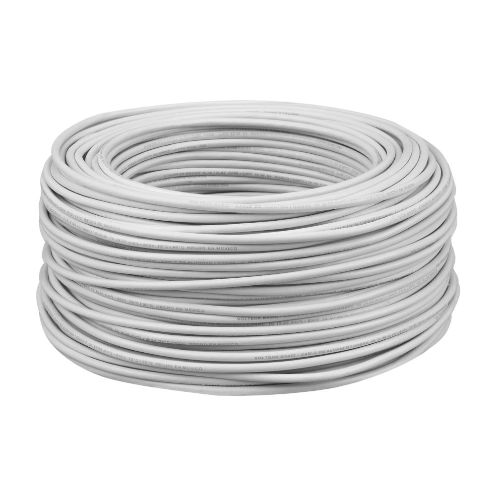 [CCA-10B] 40208 ROLLO DE 100 METROS DE CABLE THW CCA 10 AWG BLANCO, BASIC