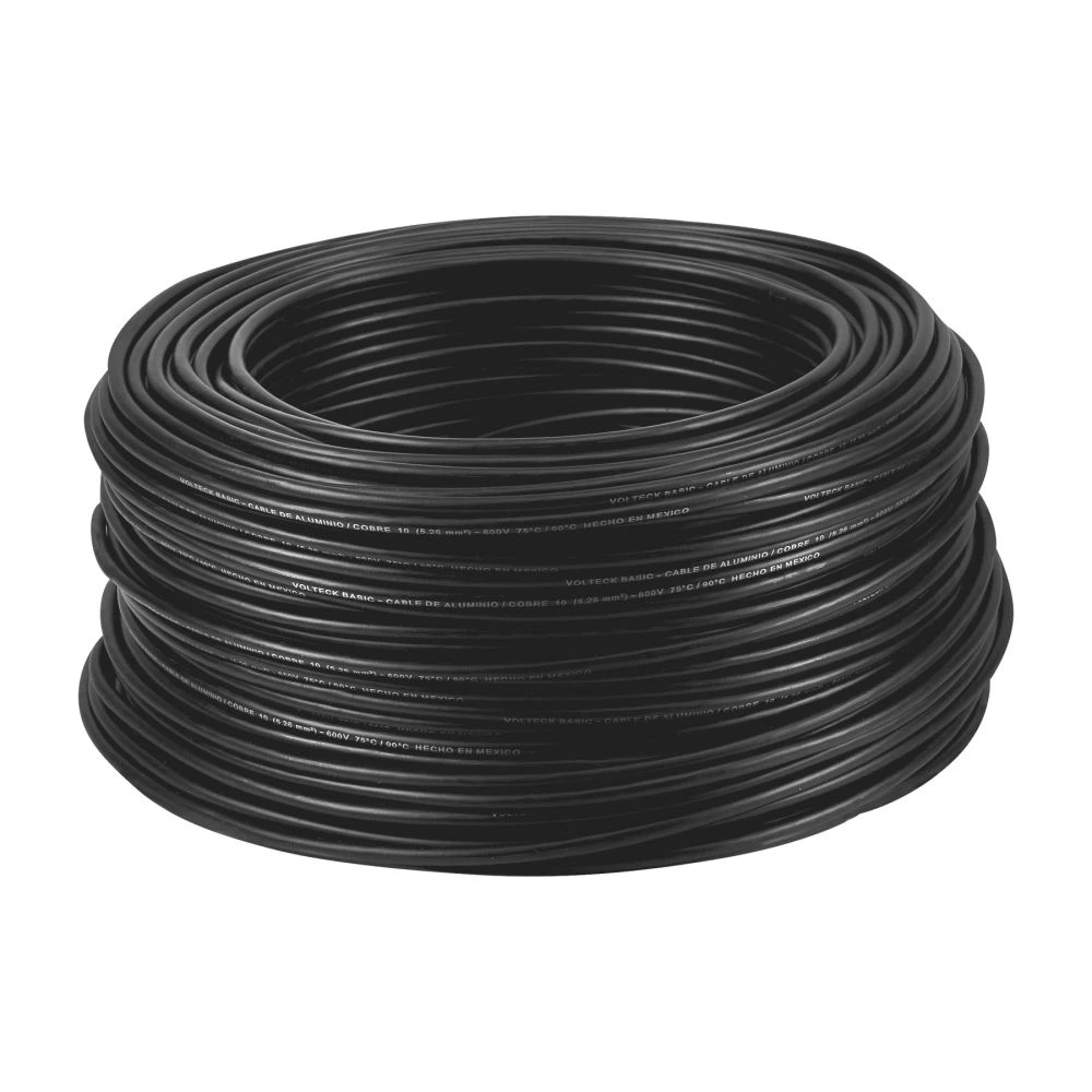 [CCA-10N] 40209 ROLLO DE 100 METROS DE CABLE THW CCA 10 AWG NEGRO, BASIC