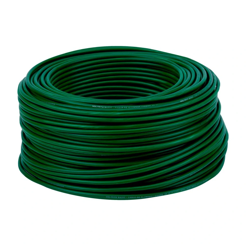 [CCA-10V] 40211 ROLLO DE 100 METROS DE CABLE THW CCA 10 AWG VERDE, BASIC