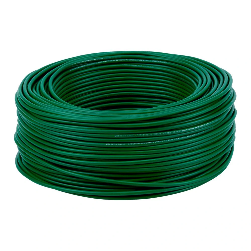 [CCA-12V] 40215 ROLLO DE 100 METROS DE CABLE THW CCA 12 AWG VERDE, BASIC