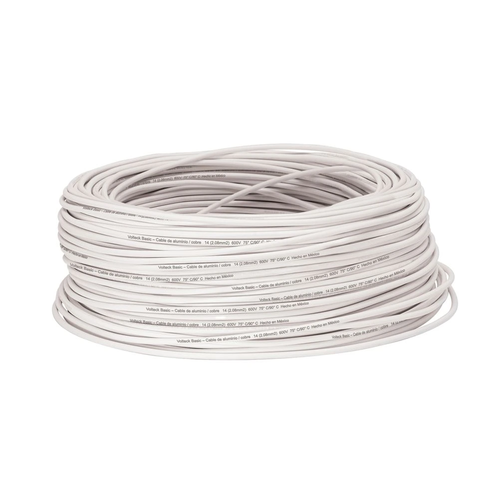 [CCA-14B] 40216 ROLLO DE 100 METROS DE CABLE THW CCA 14 AWG BLANCO, BASIC