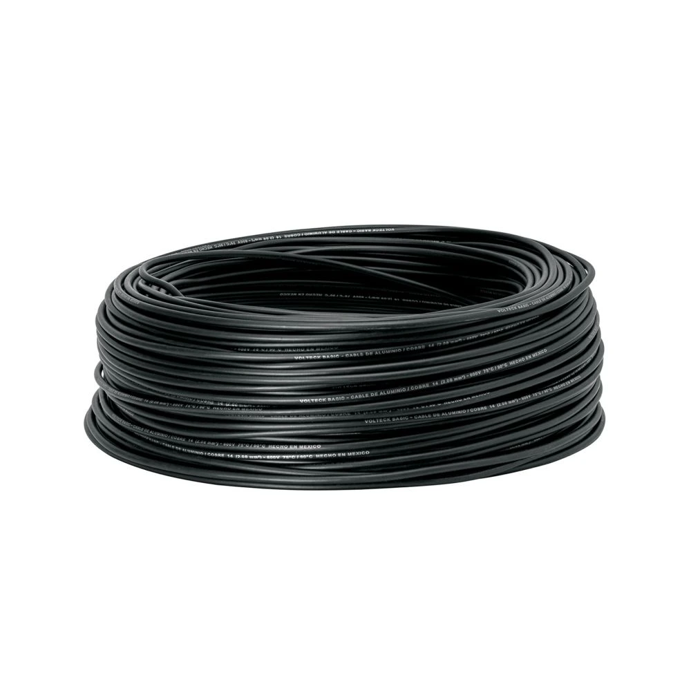 [CCA-14N] 40217 ROLLO DE 100 METROS DE CABLE THW CCA 14 AWG NEGRO, BASIC