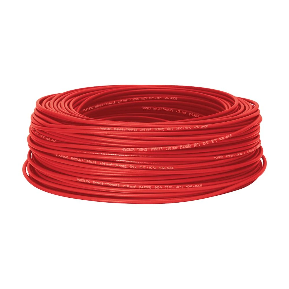 [CCA-14R] 40218 ROLLO DE 100 METROS DE CABLE THW CCA 14 AWG ROJO, BASIC