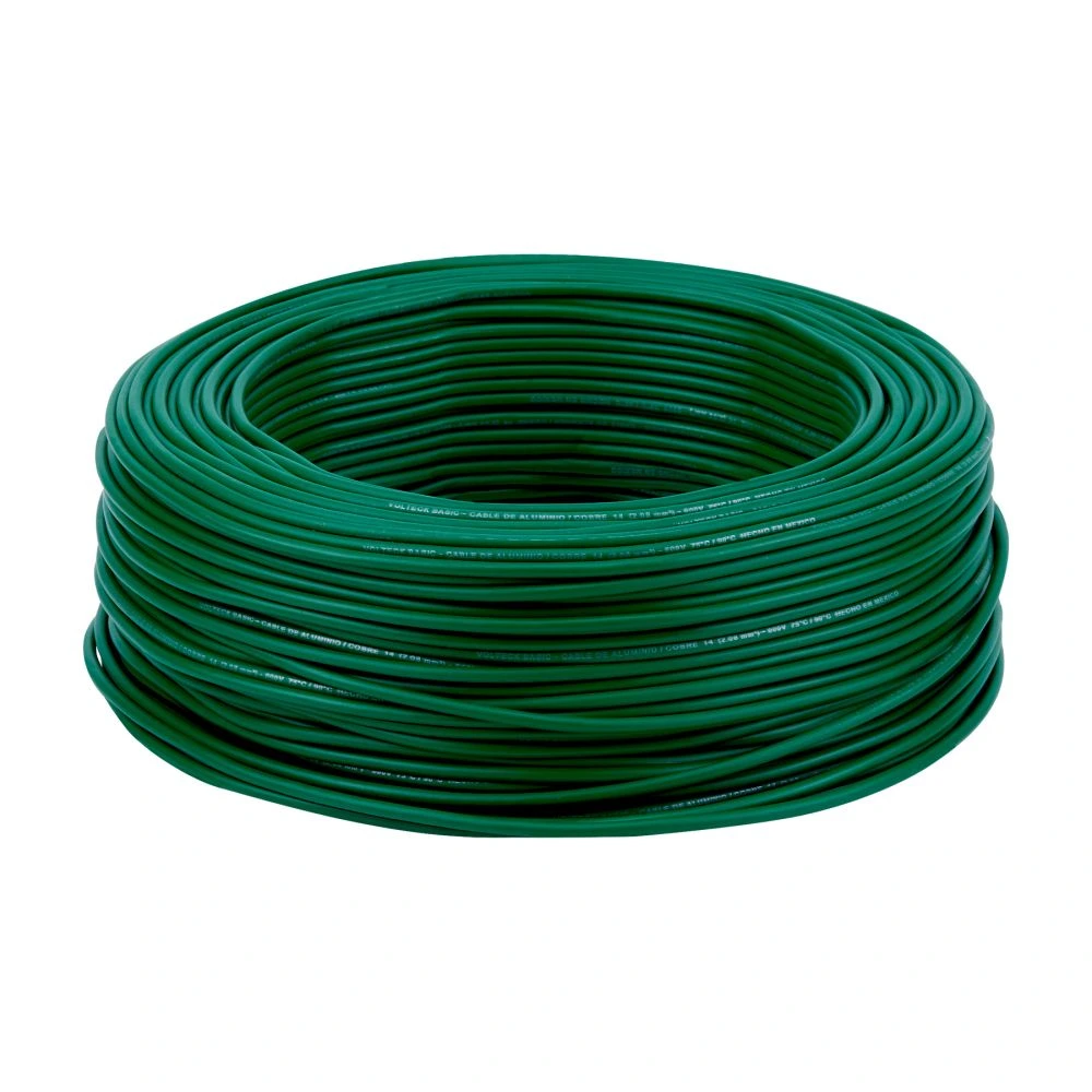 [CCA-14V] 40219 ROLLO DE 100 METROS DE CABLE THW CCA 14 AWG VERDE, BASIC