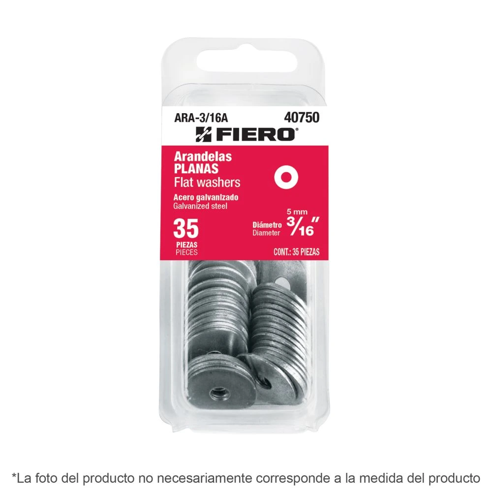 [ARA-1/4A] 40751 BLÍSTER CON 30 ARANDELAS PLANAS DE 1/4', FIERO