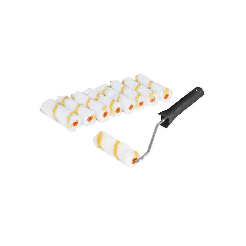 [ROPI-420N9] 12132 KIT DE MANERAL Y 9 MINI RODILLOS DE 4' DE POLIÉSTER, TRUPER