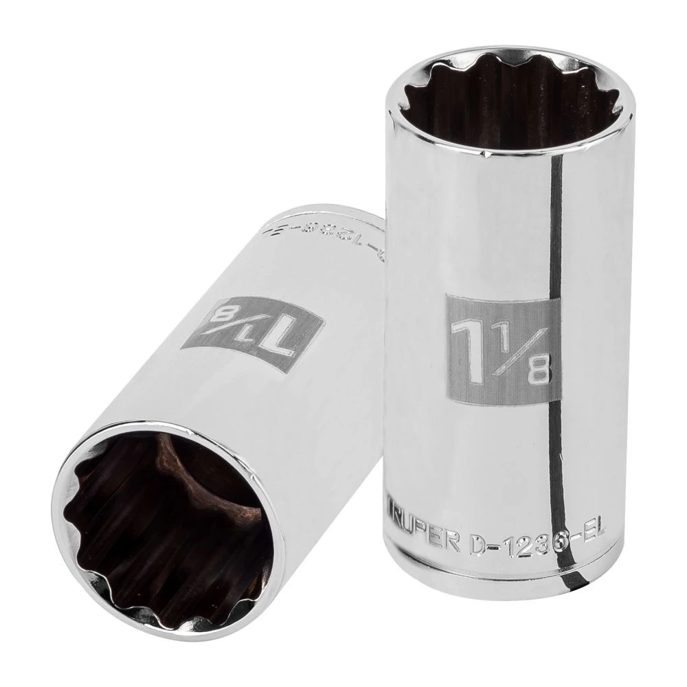 [D-1236-EL] 13372 DADO LARGO DE 1-1/8', 12 PUNTAS, CUADRO 1/2', TRUPER