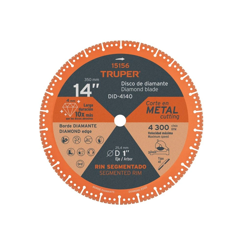 [DID-4140] 15156 DISCO DE DIAMANTE DE 14' X 4 MM, CORTE DE METAL, TRUPER