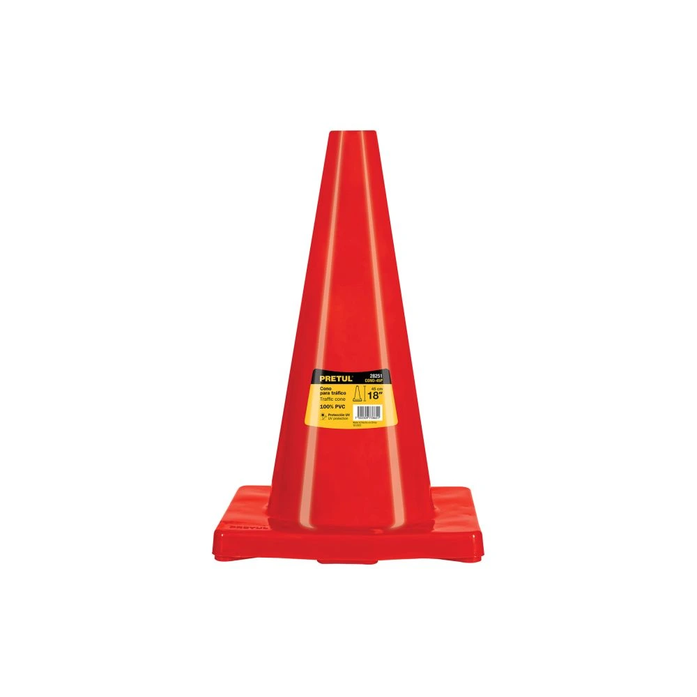 28251 CONO DE PRECAUCIÓN DE 45 CM DE PVC, PRETUL