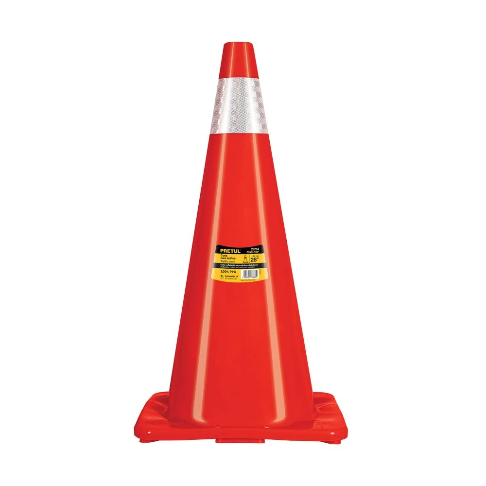 28254 CONO DE PRECAUCIÓN DE 70 CM DE PVC CON REFLEJANTE, PRETUL
