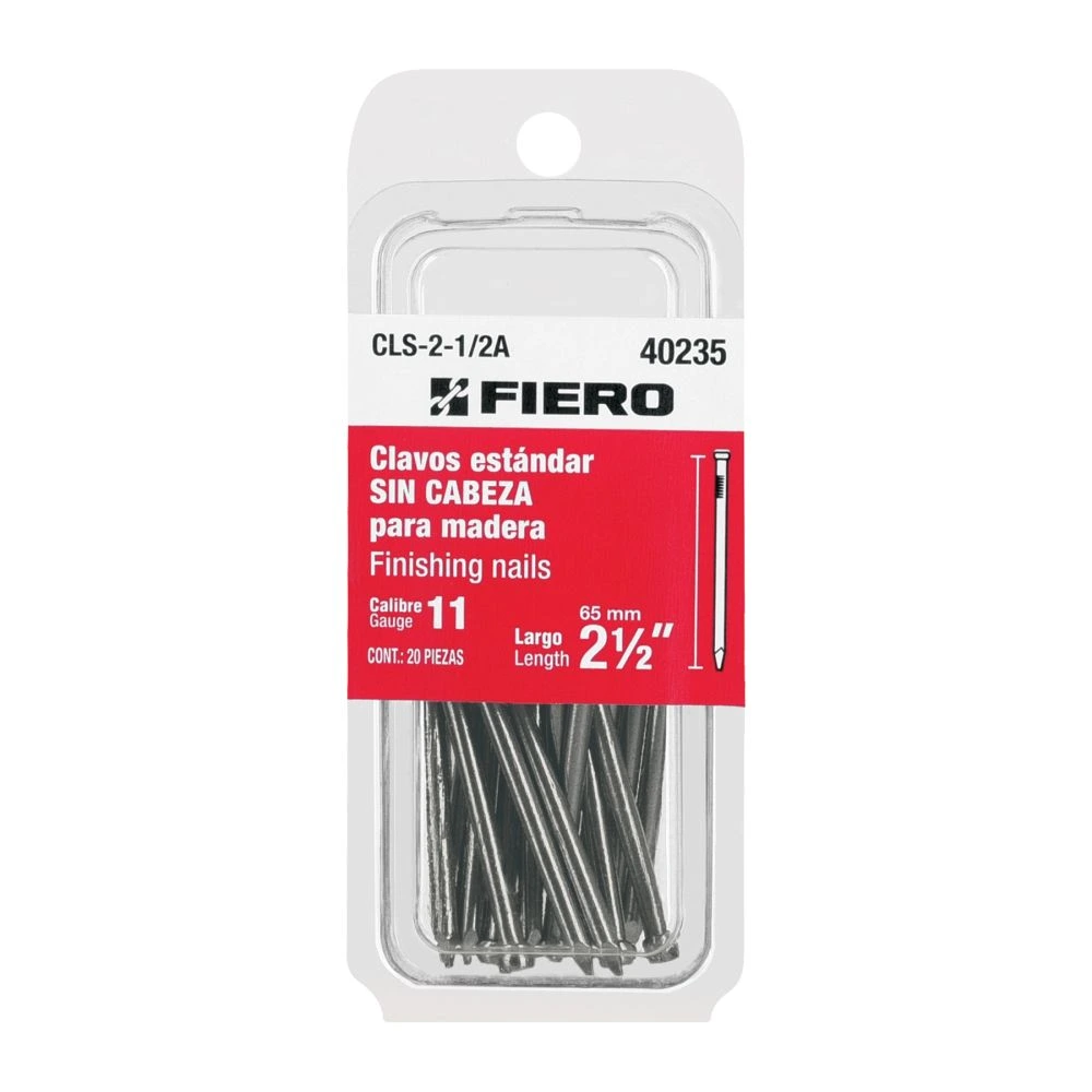 40235 BLÍSTER CON 20 CLAVOS ESTÁNDAR 2-1/2' SIN CABEZA, FIERO