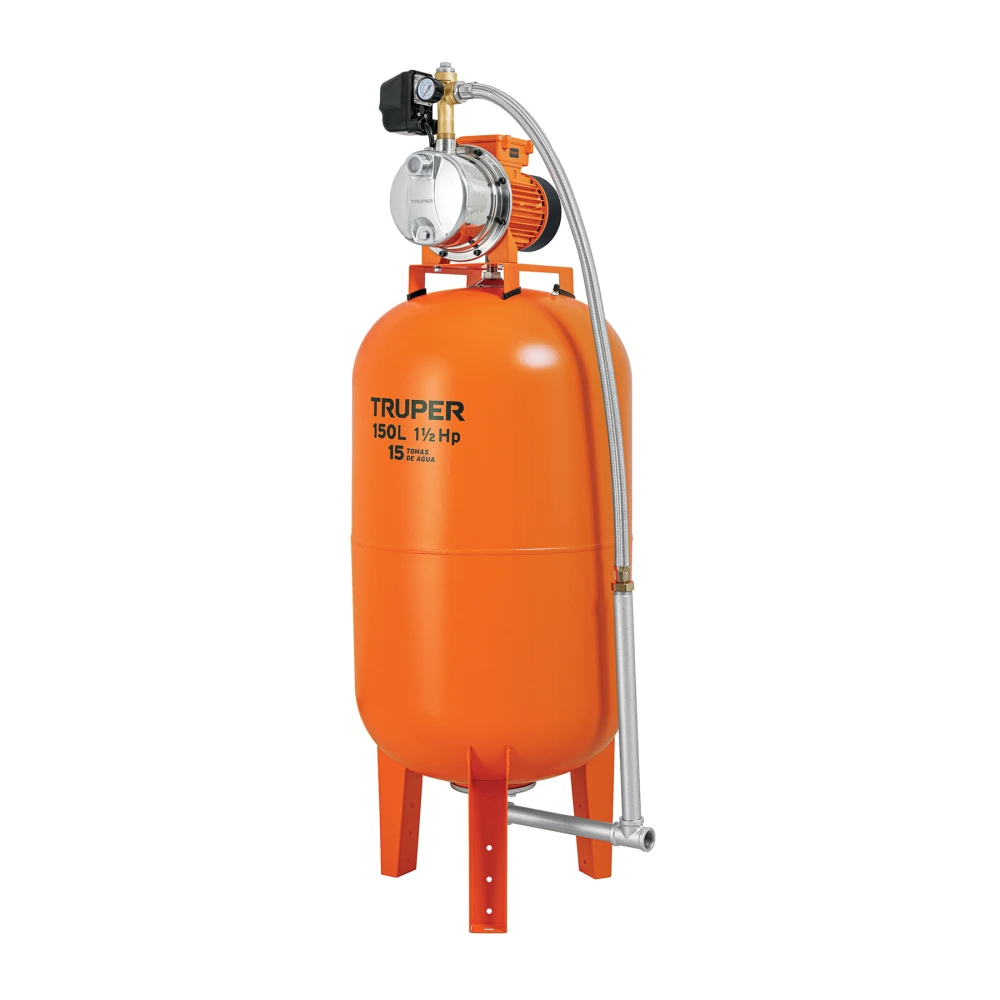 [HIDR-1-1/2X150] 12257 EQUIPO HIDRONEUMÁTICO 150L, JET INOXIDABLE 1-1/2 HP, TRUPER