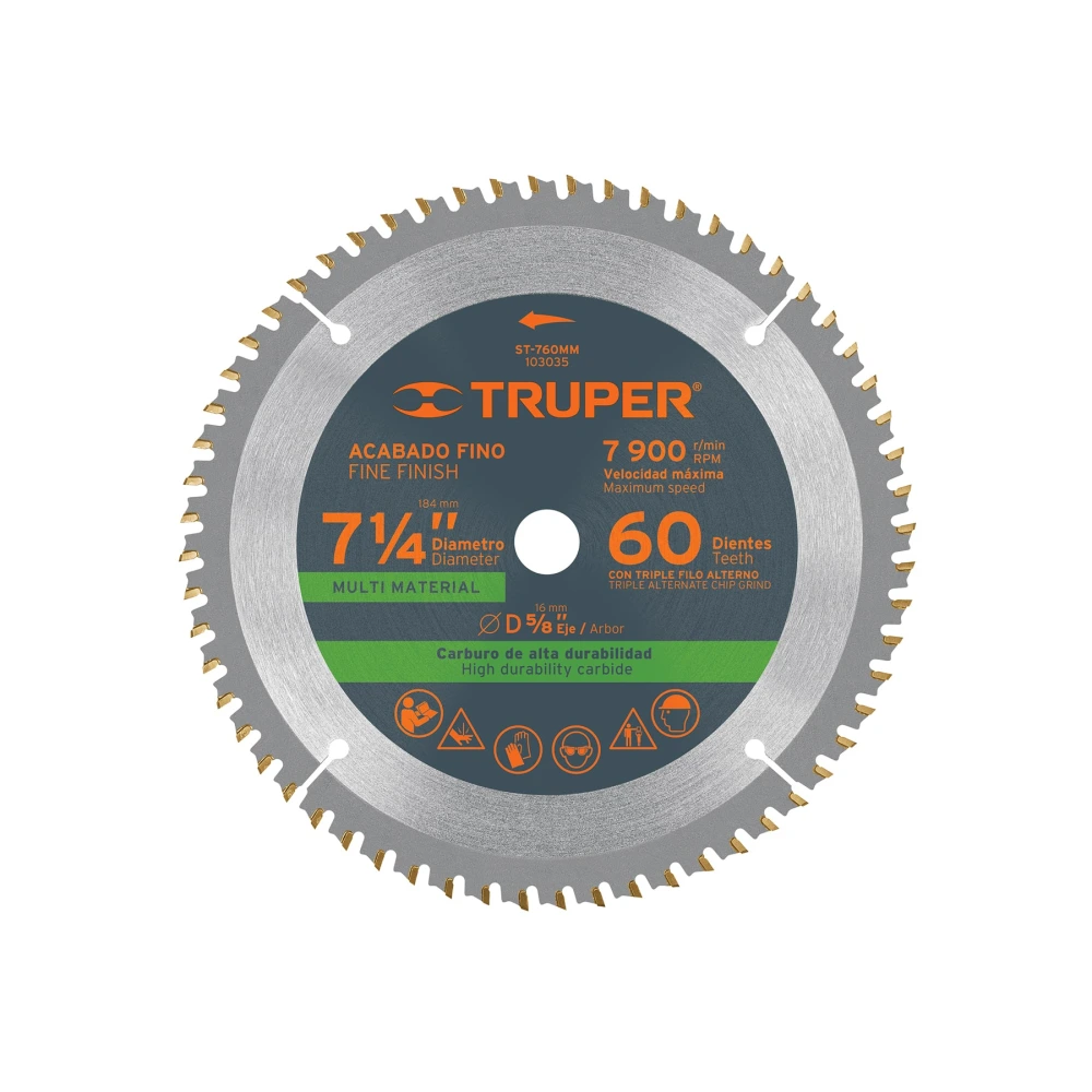 [ST-760MM] 103035 DISCO SIERRA 7-1/4' MULTIMATERIAL, 60 DIENTES CENTRO 5/8'
