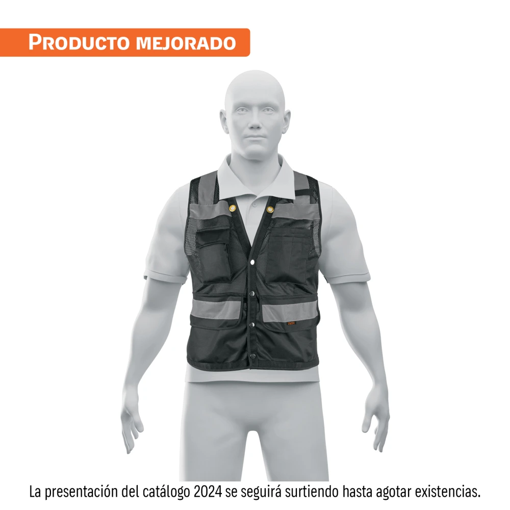 103990 CHALECO SEGURIDAD REFORZADO NEGRO CON BOLSAS, G, EXPERT