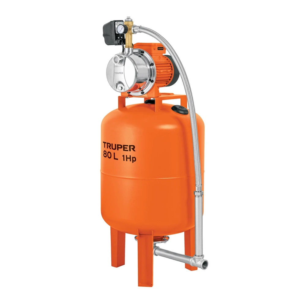 [HIDR-1X80] 104049 EQUIPO HIDRONEUMÁTICO 80L, JET INOXIDABLE 1 HP, TRUPER