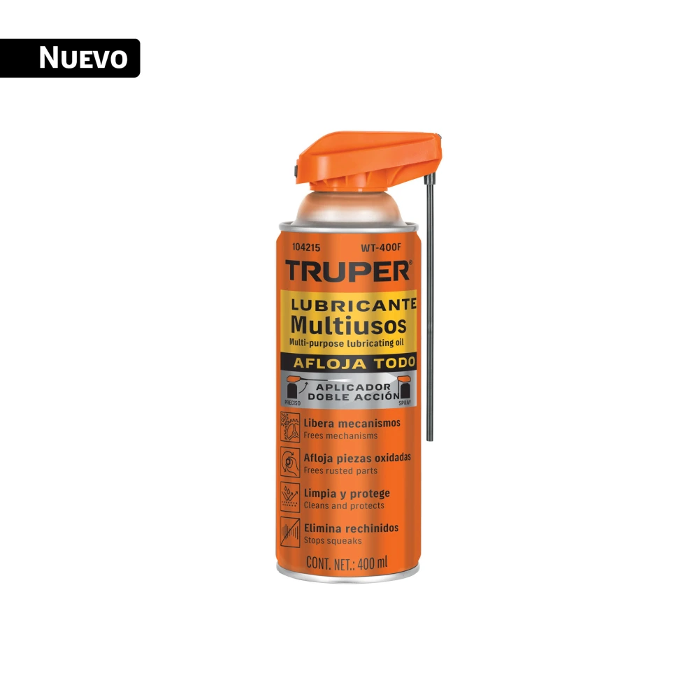 [WT-400F] 104215 LUBRICANTE MULTIUSOS AEROSOL APLICADOR DOBLE ACCIÓN, 400 ML