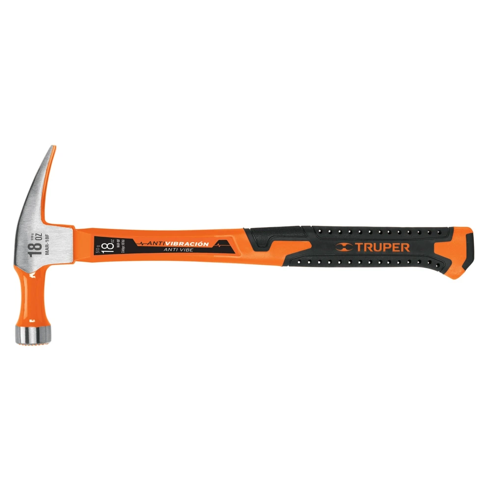 10761 MARTILLO 18 OZ UÑA RECTA, MANGO FIBRA DE VIDRIO, TRUPER