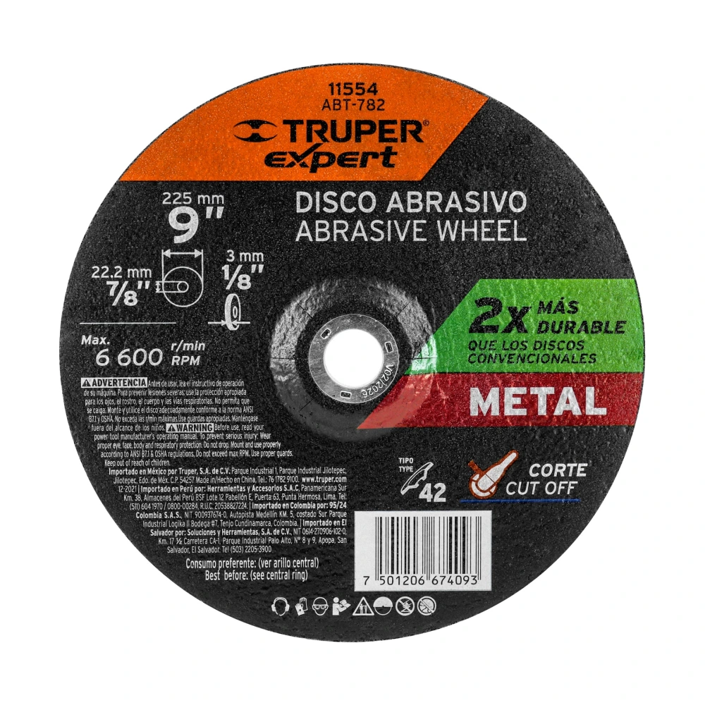 [ABT-782] 11554 DISCO TIPO 42 DE 9' X 3.2 MM CORTE METAL, TRUPER EXPERT