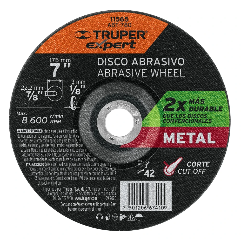 [ABT-780] 11565 DISCO TIPO 42 DE 7' X 3.2 MM CORTE METAL, TRUPER EXPERT