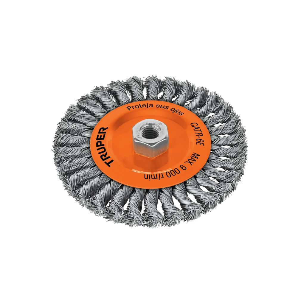[CATR-6E] 11597 CARDA CIRCULAR 6' ALAMBRE TRENZADO, EJE 5/8'-11, TRUPER