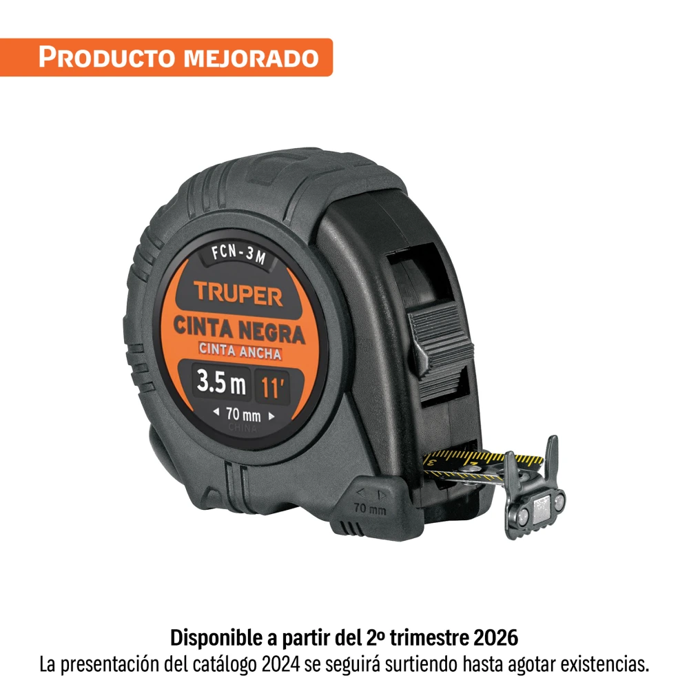 [FCN-3M] 11720 FLEXÓMETRO CONTRA IMPACTOS 3 M, CINTA NEGRA 13 MM, TRUPER