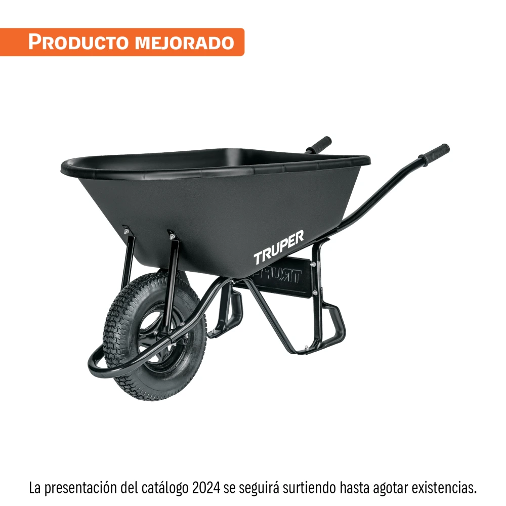 [CAT-60PL] 11777 CARRETILLA CONCHA PLÁSTICA 6 FT3 NEUMÁTICA, BASTIDOR TUBULAR