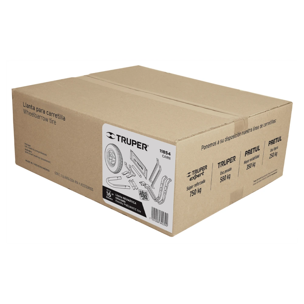 [CARN] 11854 CAJA C/LLANTA REFORZADA Y ACC. P/CARRETILLA TRUPER