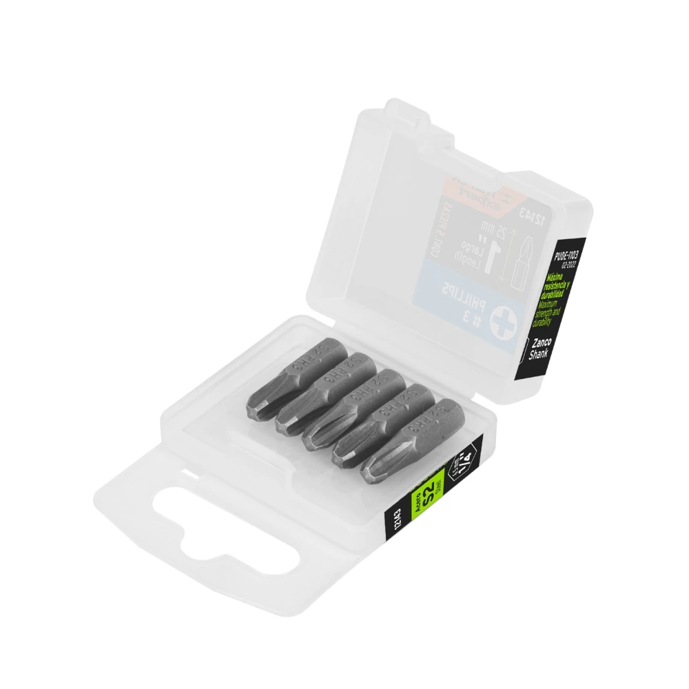 [PUDE-1103] 12143 ESTUCHE CON 5 PUNTAS DE CRUZ PH3 LARGO 1', TRUPER EXPERT