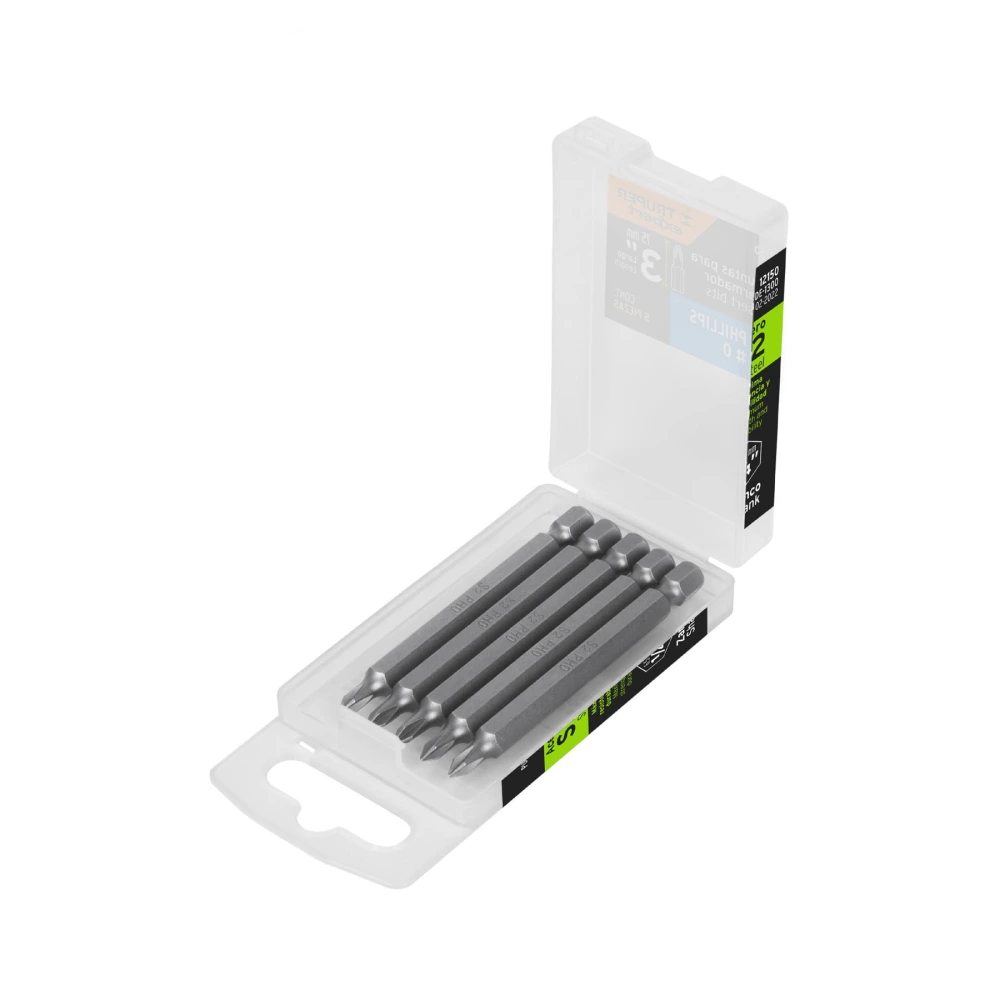 [PUDE-1300] 12150 ESTUCHE CON 5 PUNTAS DE CRUZ PH0 LARGO 3', TRUPER EXPERT