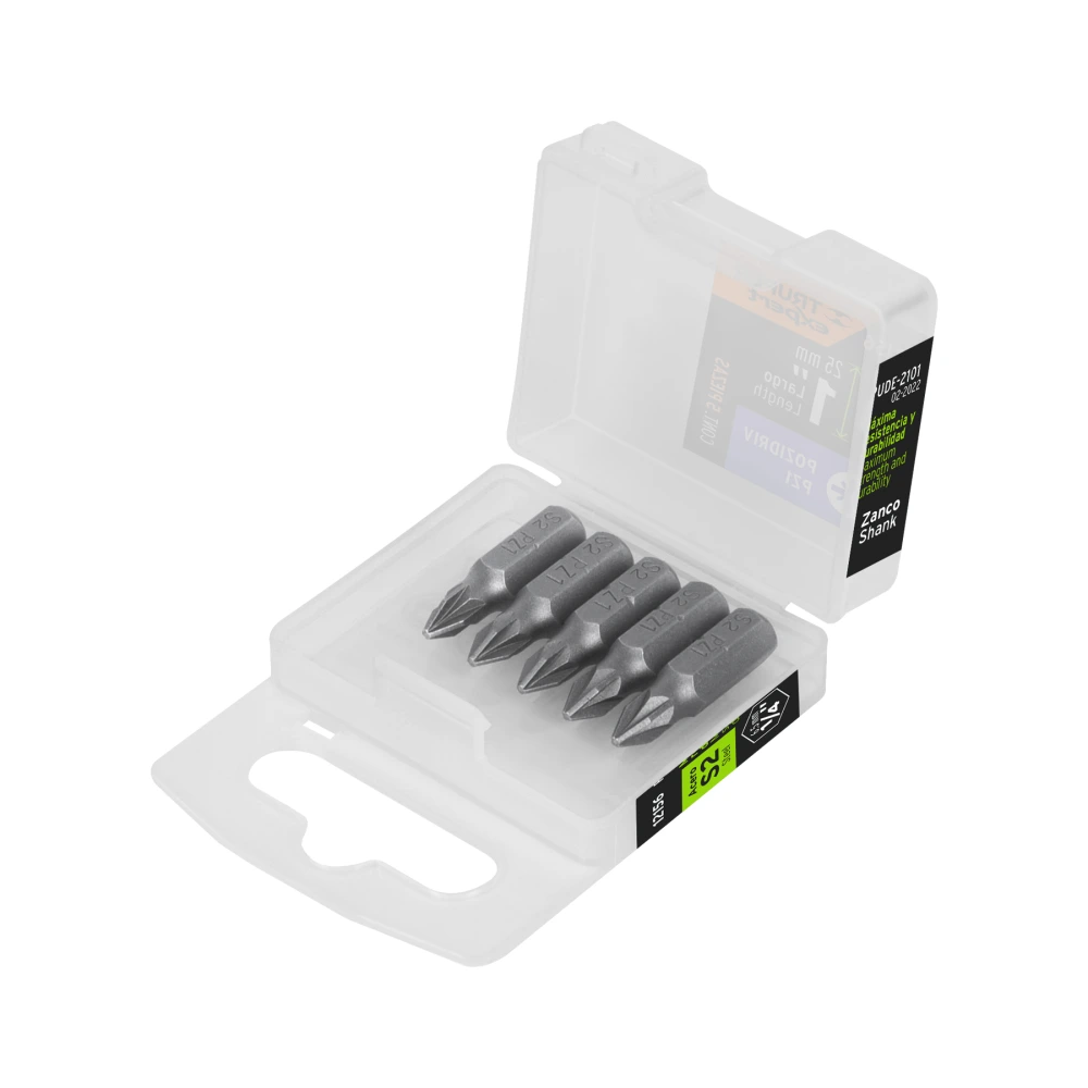 [PUDE-2101] 12156 ESTUCHE CON 5 PUNTAS POZIDRIV PZ1 LARGO 1', TRUPER EXPERT