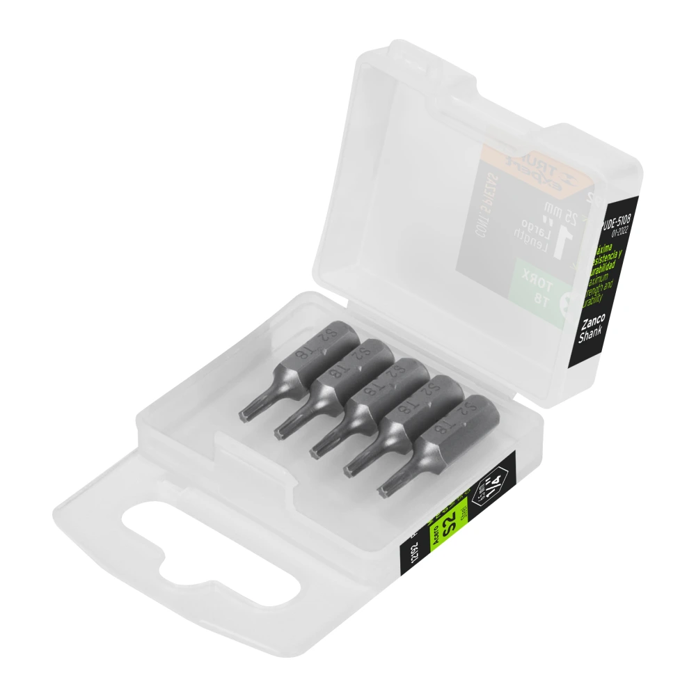 [PUDE-5108] 12192 ESTUCHE CON 5 PUNTAS TORX T8 LARGO 1', TRUPER EXPERT