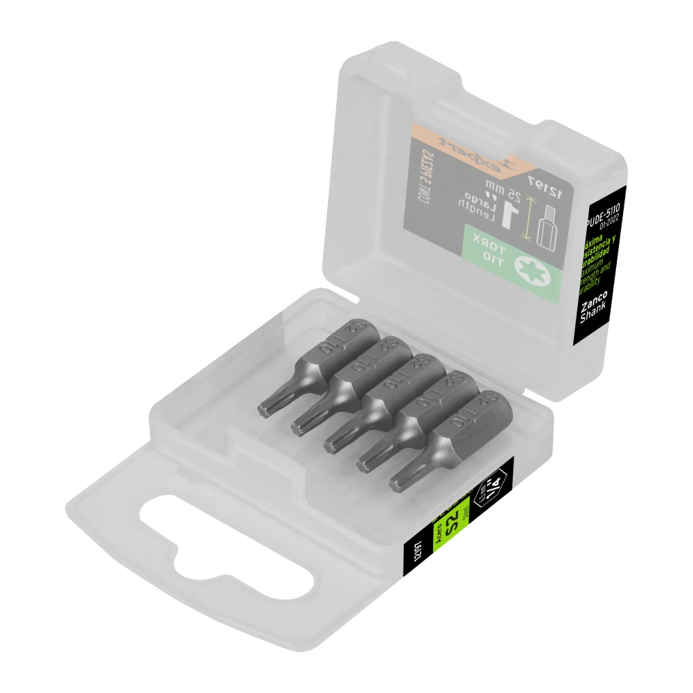 [PUDE-5110] 12197 ESTUCHE CON 5 PUNTAS TORX T10 LARGO 1', TRUPER EXPERT