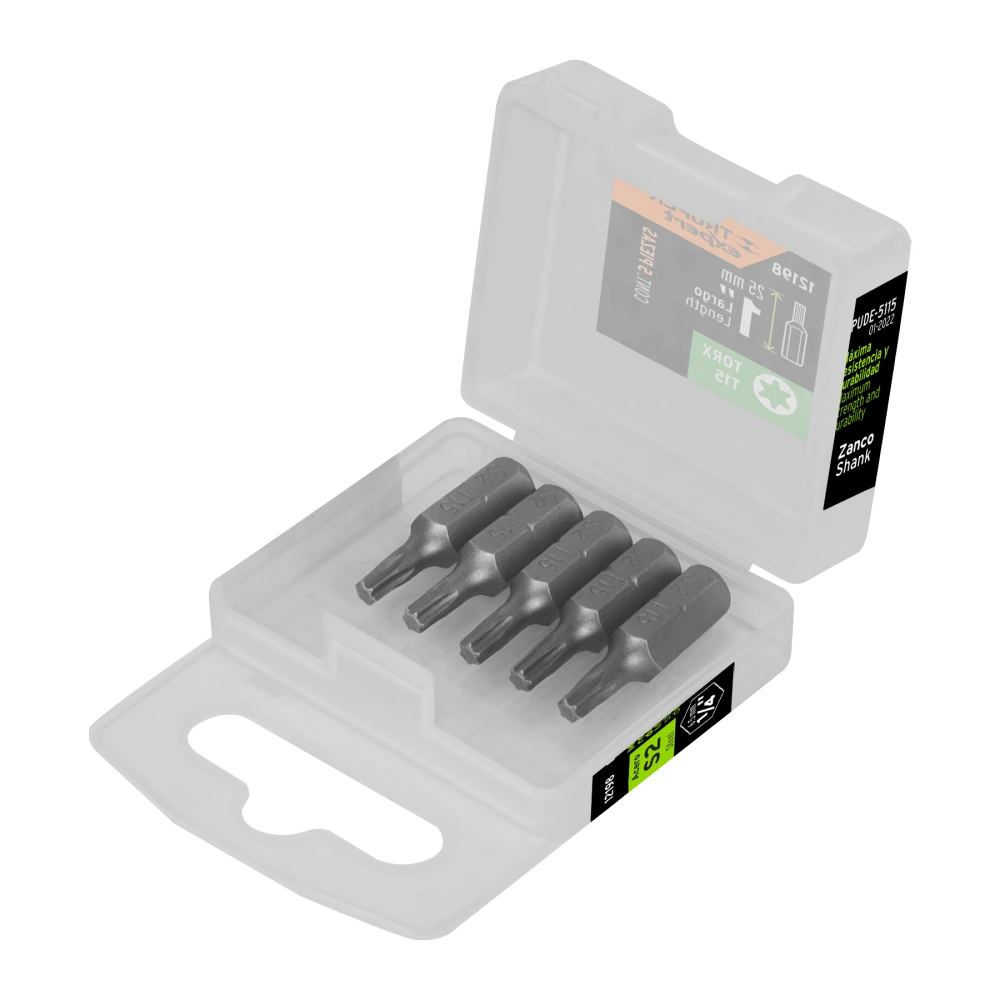 [PUDE-5115] 12198 ESTUCHE CON 5 PUNTAS TORX T15 LARGO 1', TRUPER EXPERT