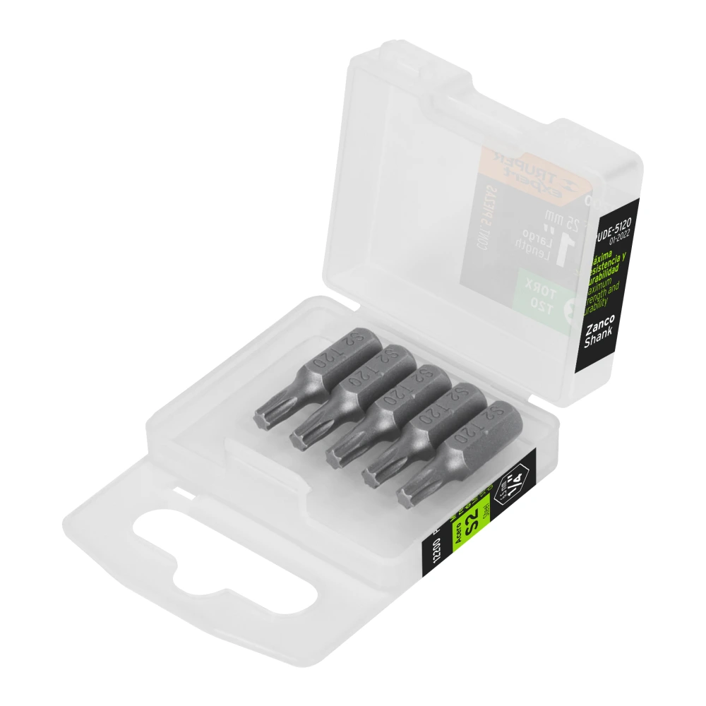 [PUDE-5120] 12200 ESTUCHE CON 5 PUNTAS TORX T20 LARGO 1', TRUPER EXPERT