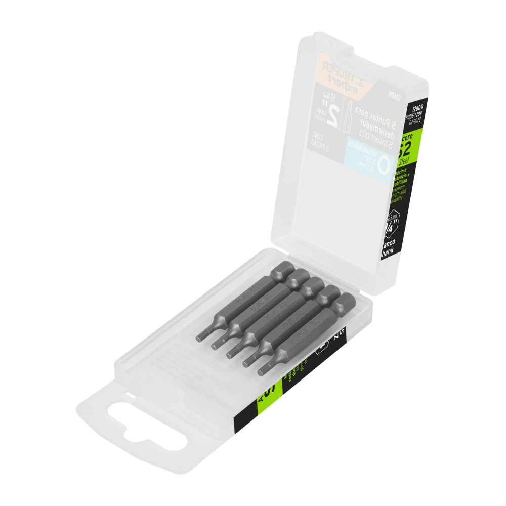 [PUDE-7209] 12609 ESTUCHE CON 5 PUNTAS HEXAGONALES DE 3/32MM LARGO 2', EXPERT