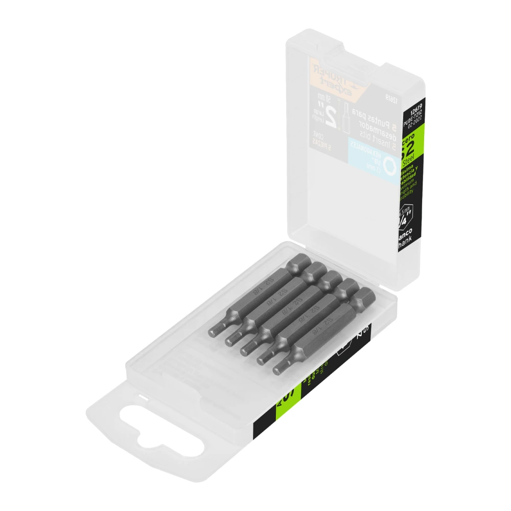 [PUDE-7212] 12619 ESTUCHE CON 5 PUNTAS HEXAGONALES DE 1/8MM LARGO 2', EXPERT