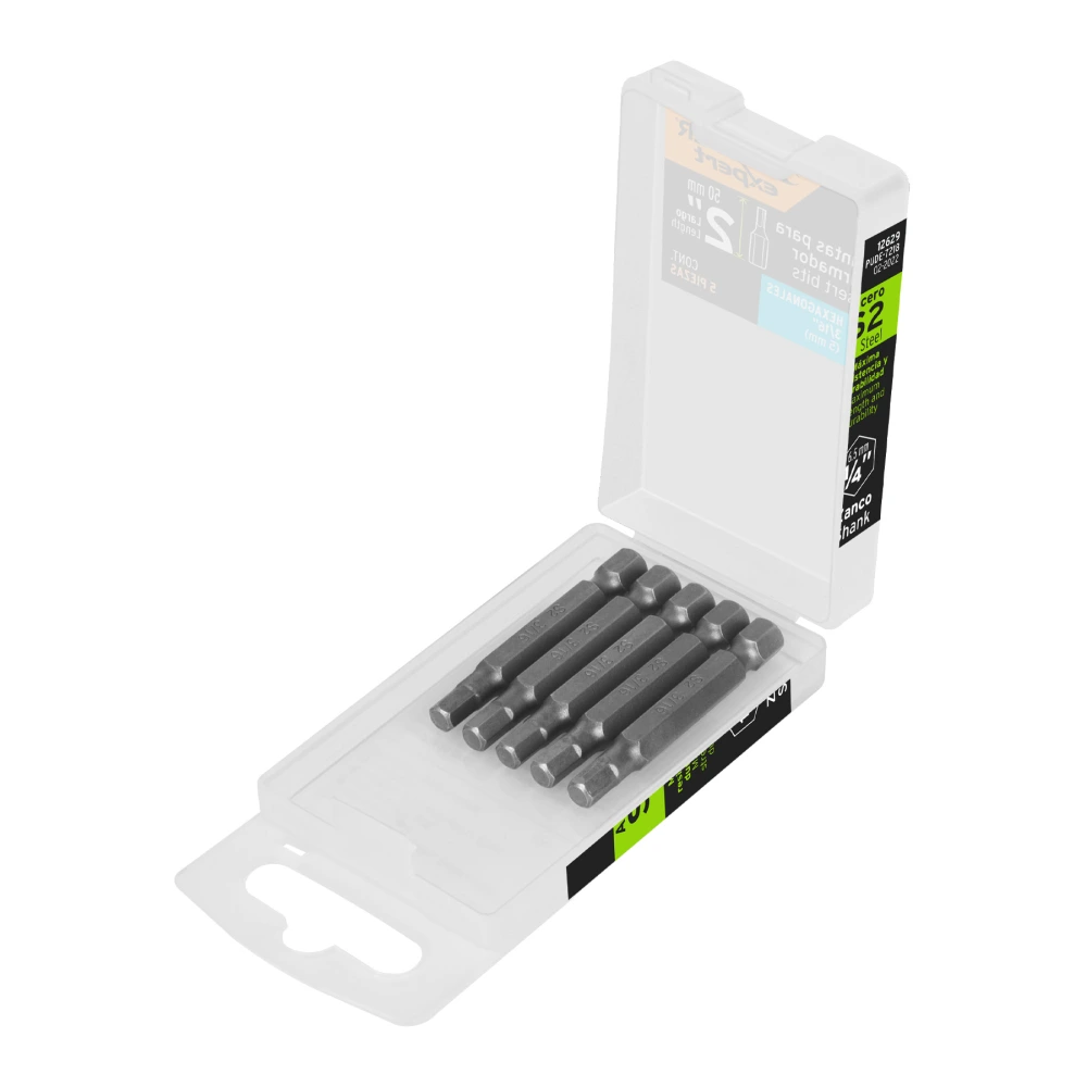 [PUDE-7218] 12629 ESTUCHE CON 5 PUNTAS HEXAGONALES DE 3/16MM LARGO 2', EXPERT