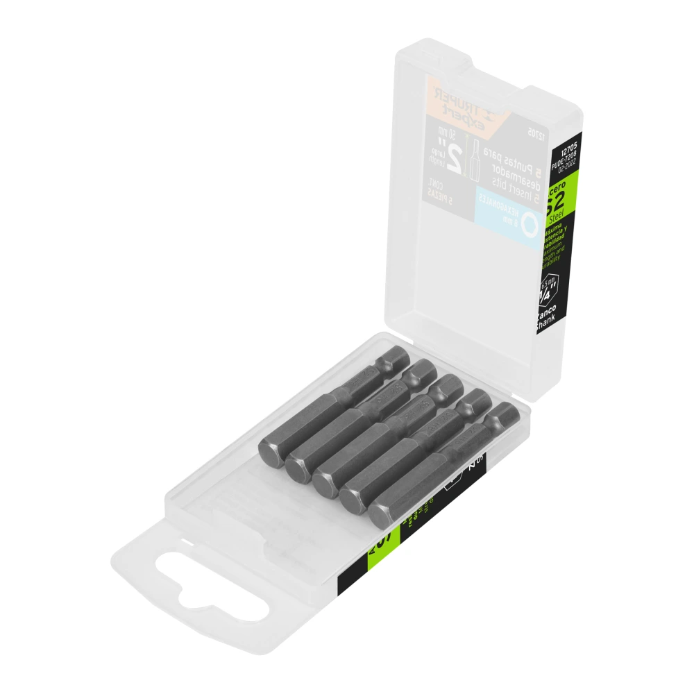 [PUDE-7208] 12705 ESTUCHE CON 5 PUNTAS HEXAGONALES DE 8 MM LARGO 2', EXPERT
