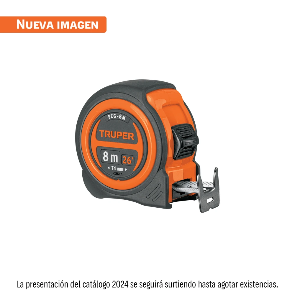 [FCG-8M] 12774 FLEXÓMETRO COMPACTO CONTRA IMPACTOS 8 M CINTA 25 MM, TRUPER