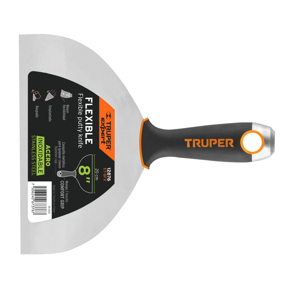 [ET-8FX] 12876 ESPÁTULA FLEXIBLE 8' ACERO INOXIDABLE, COMFORT GRIP, EXPERT