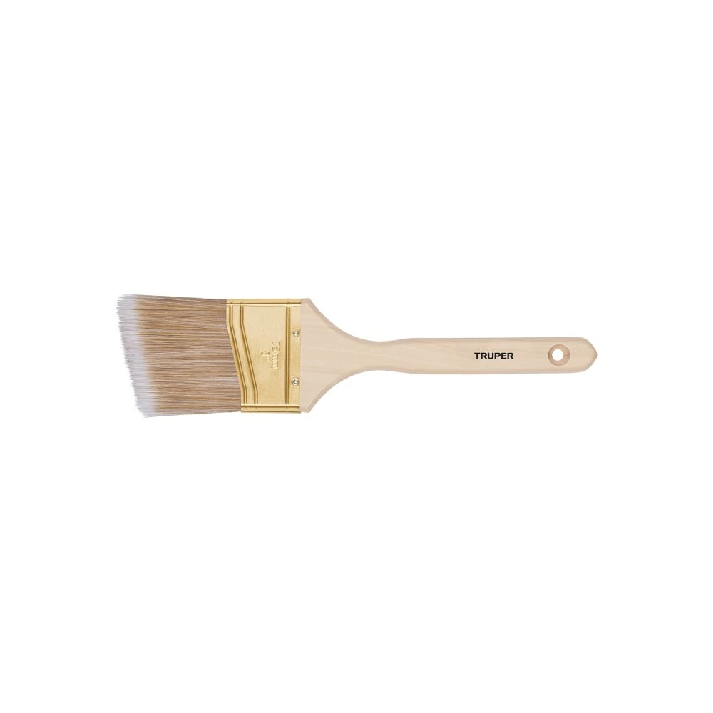 [BRT-3AS] 13341 BROCHA CERDAS SINTÉTICAS 3' CORTE ANGULAR, MANGO DE MADERA